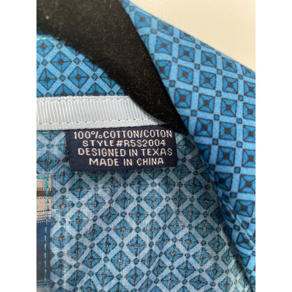 Panhandle Rough Stock Geometric Snap Front Western Shirt Men XXL Blue Ranch Farm - Picture 5 of 10